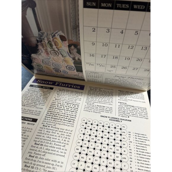 Vintage Afghan Calendar The Needlecraft Shop 1990 Crochet Pattern & Stitch guide - Picture 2 of 4